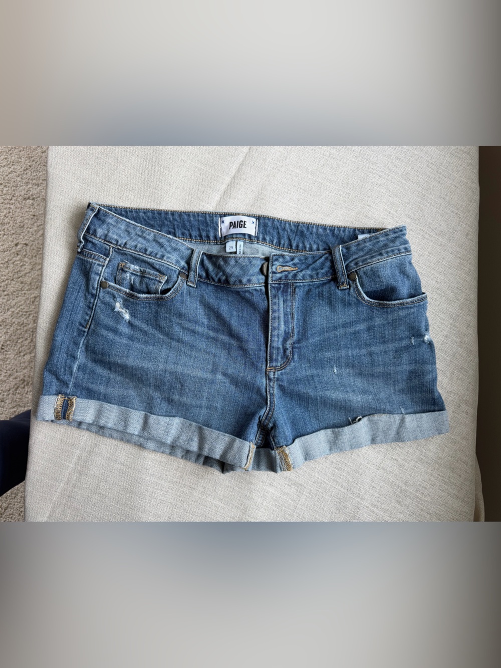 PAIGE Blue Wash Denim Shorts